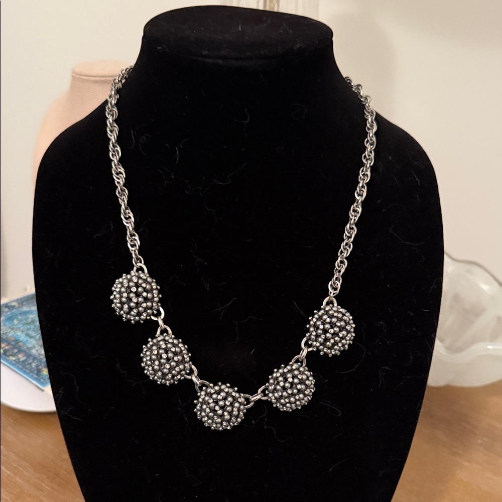Talbots Silver and pearl cluster Beaded Necklace